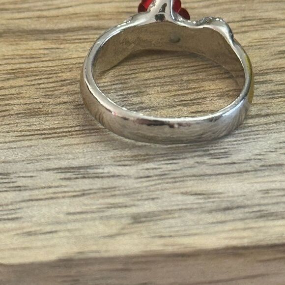 Silver Tone Rose Ring with Gold Tone Accents Size 7 - Picture 4 of 6